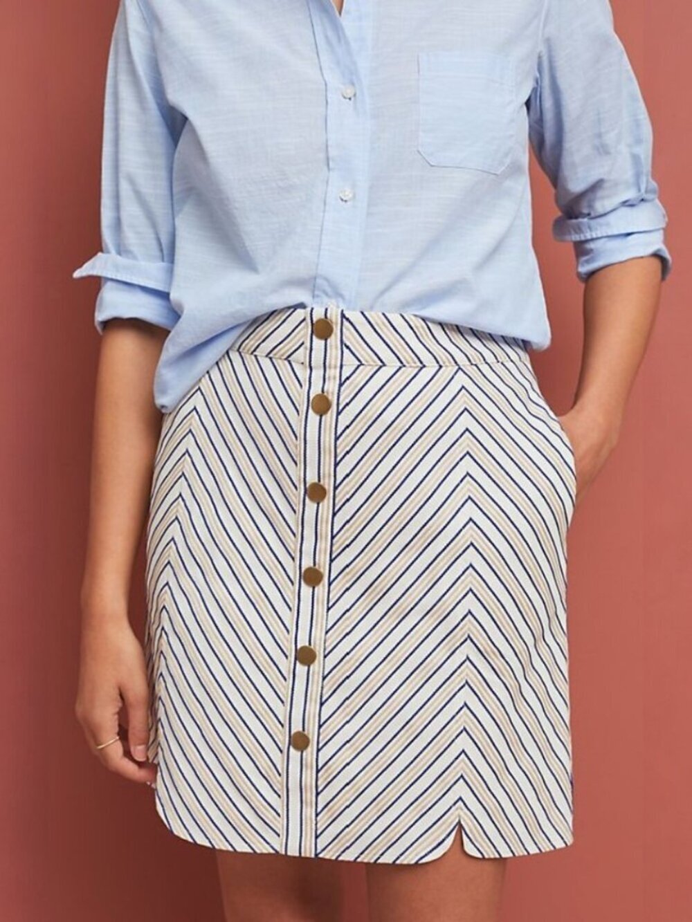 NWT Anthropologie Striped Mini Skirt by ISLA MAUDE - Picture 2 of 9